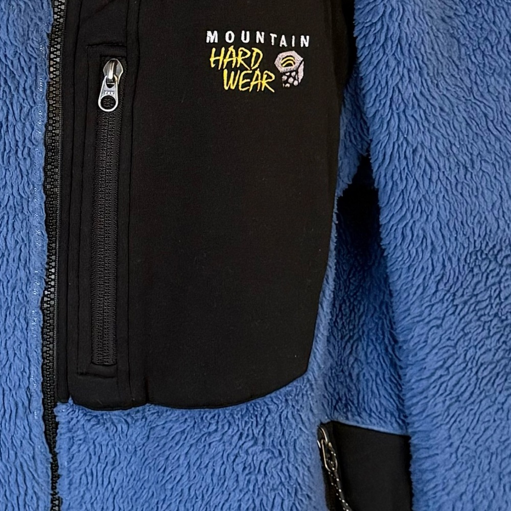 Vintage Mountain Hard Wear XL Jacket Polartec Womens Blue Black Fleece Full Zip - Picture 6 of 7